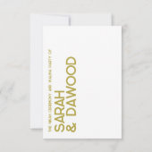 ミニマエレガントリストムスリムホワイトブラスウェディングRSVP 出欠カード (裏面)