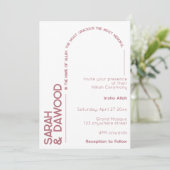 ミニマエレガントリストムスリムホワイトローズ結婚金ゴールド 招待状 (スタンド正面)