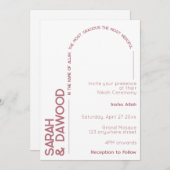 ミニマエレガントリストムスリムホワイトローズ結婚金ゴールド 招待状 (正面/裏面)