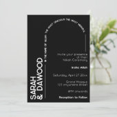 ミニマエレガントリストムスリム白黒結婚ズ 招待状 (スタンド正面)