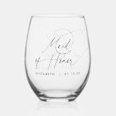 ミニマエレガントリストメイド・オブ・オーナー（花嫁付き添い人） ステムなしワイングラス (正面)