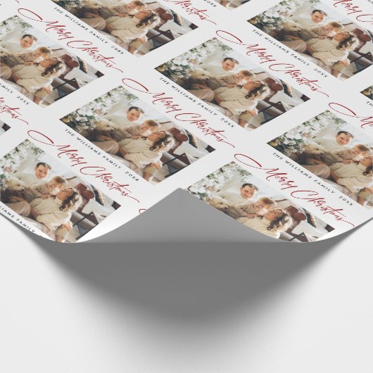 ミニマエレガントリストメリークリスマスフォトホリデー ラッピングペーパー (角)