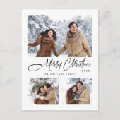ミニマエレガントリストメリークリスマスホリデー3写真 ポストカード (正面)