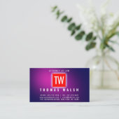 ミニマエレガントリストモダンチックパープルブルーデザイン 名刺 (スタンド正面)