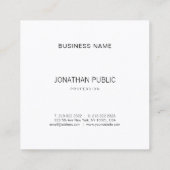 ミニマエレガントリストモダンデザインB&Wプレーンシンプル スクエア名刺 (裏面)