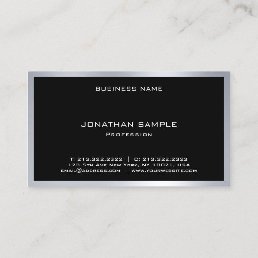 ミニマエレガントリストモダントレンディーシルバークールプレーン 名刺 (裏面)