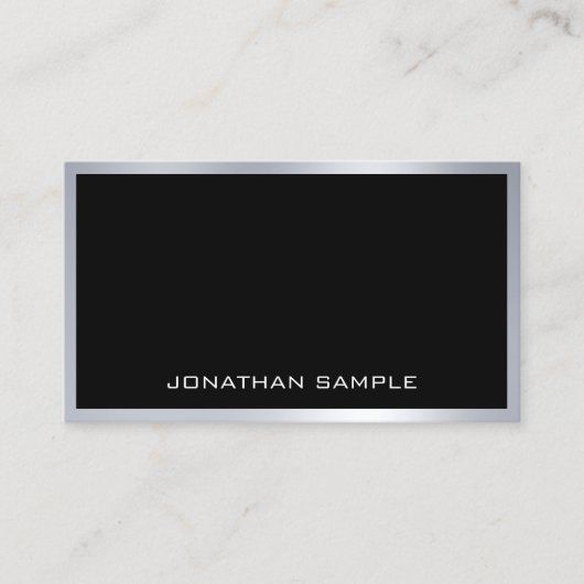 ミニマエレガントリストモダントレンディーシルバークールプレーン 名刺 (正面)