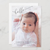 ミニマエレガントリストモダンハローベビーフォト誕生 案内状 (正面/裏面)