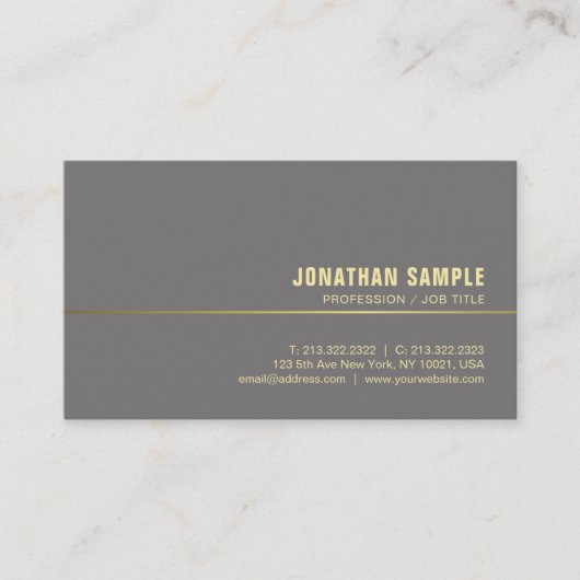 ミニマエレガントリストモダン金ゴールドプレインシック 名刺 (正面)