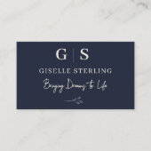 ミニマエレガントリストモノグラムネイビーブルークリーム 名刺 (正面)