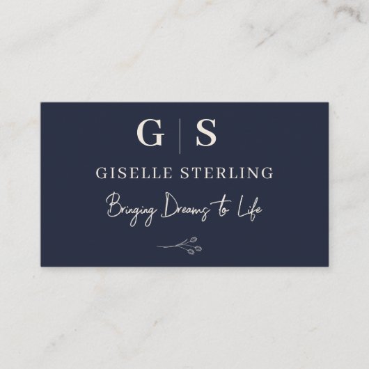 ミニマエレガントリストモノグラムネイビーブルークリーム 名刺 (正面)