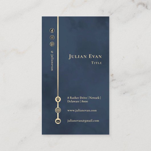 ミニマエレガントリストモノグラム海軍ブルーと金ゴールド 名刺 (裏面)