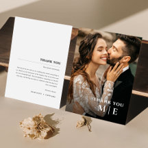 ミニマエレガントリストモノグラム結婚サンキューカード