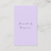 ミニマエレガントリストラベンダー結婚の詳細 名刺 (裏面)
