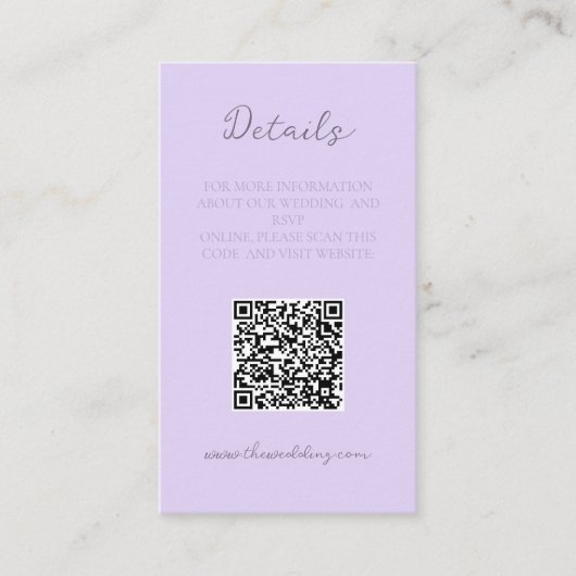 ミニマエレガントリストラベンダー結婚の詳細 名刺 (正面)