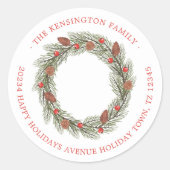 ミニマエレガントリストリースツリー差出人住所 ラウンドシール (正面)