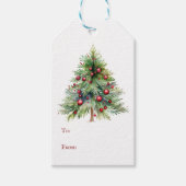 ミニマエレガントリストレッドグリーンパインツリークリスマス ギフトタグ (正面)