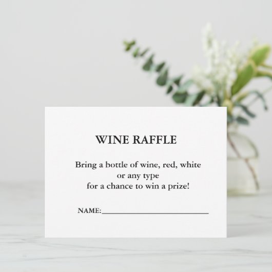 ミニマエレガントリストワインラッフルブライダルシャワーゲーム 招待状 (スタンド正面)