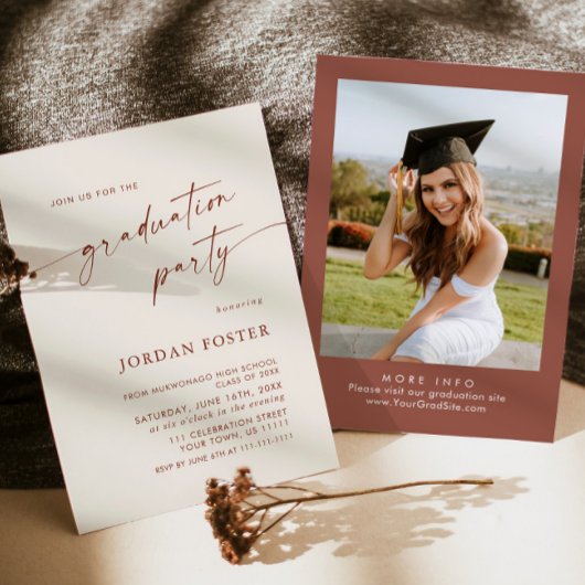 ミニマエレガントリストワンフォト卒業パーティー 招待状