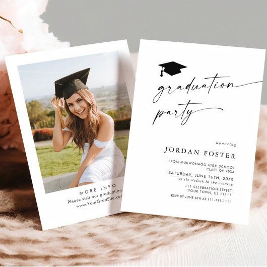 ミニマエレガントリストワンフォト卒業パーティー 招待状