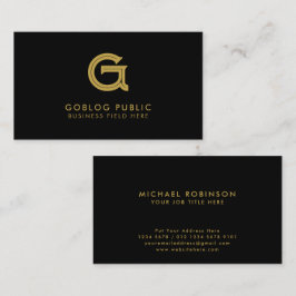 ミニマエレガントリスト企業イニシャルオンブラック 名刺