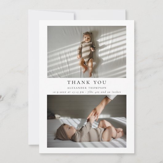 ミニマエレガントリスト写真ありがとう赤ちゃんシャワー サンキューカード (正面)
