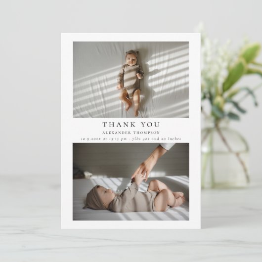 ミニマエレガントリスト写真ありがとう赤ちゃんシャワー サンキューカード (スタンド正面)