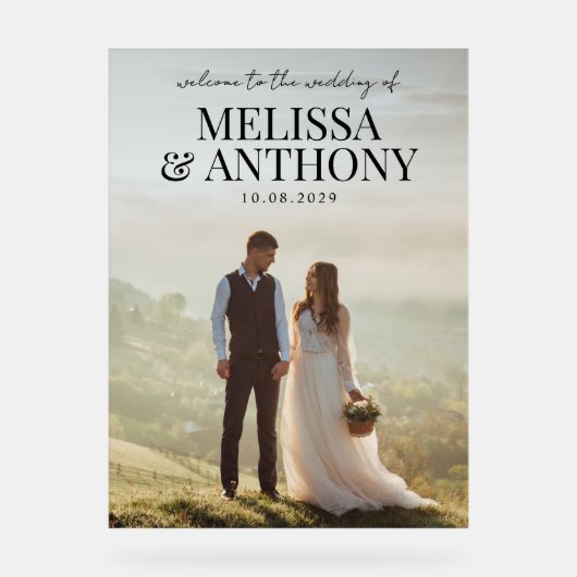 ミニマエレガントリスト写真ウェルカム結婚ズ アクリルサイン (正面)