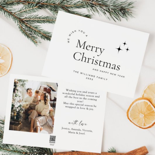 ミニマエレガントリスト写真クリスマスグリーティング シーズンカード