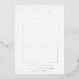 ミニマエレガントリスト写真シルバー日付を保存 箔招待状