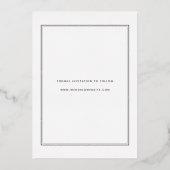 ミニマエレガントリスト写真シルバー日付を保存 箔招待状 (裏面)