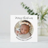 ミニマエレガントリスト写真ベビーの初めてのクリスマス シーズンカード (スタンド正面)