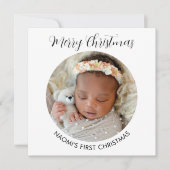 ミニマエレガントリスト写真ベビーの初めてのクリスマス シーズンカード (正面)