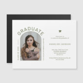 ミニマエレガントリスト写真卒業パーティー マグネット招待状 (正面/裏面)