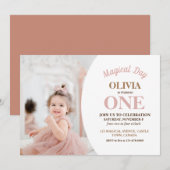 ミニマエレガントリスト写真第1誕生日 招待状 (正面/裏面)