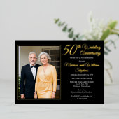 ミニマエレガントリスト写真50結婚周年 箔招待状 (立ち正面)