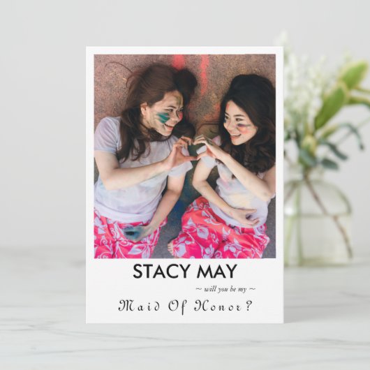 ミニマエレガントリスト写真Be Myメイド・オブ・オーナー(花嫁付き添い人) 招待状 (スタンド正面)