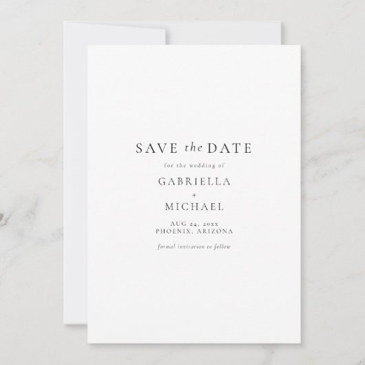 ミニマエレガントリスト写真QRコード日付の保存 招待状 (正面)