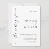 ミニマエレガントリスト写真QRコー結婚ド 招待状 (正面)