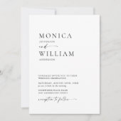 ミニマエレガントリスト写真QRコー結婚ド 招待状 (正面)