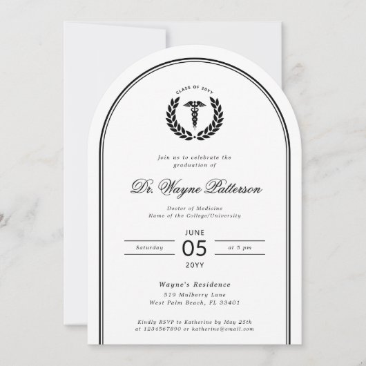 ミニマエレガントリスト医学校卒業 招待状 (正面)