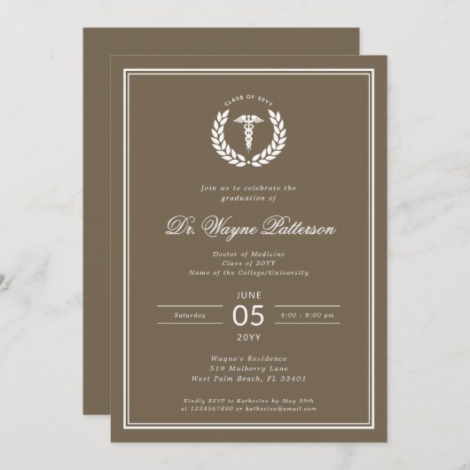 ミニマエレガントリスト医学校卒業 招待状 (正面/裏面)