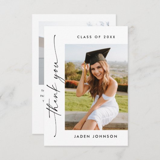 ミニマエレガントリスト卒業2写真 サンキューカード (正面/裏面)