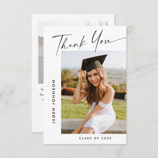 ミニマエレガントリスト卒業2写真 サンキューカード (正面/裏面)