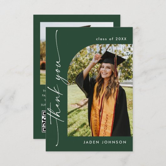 ミニマエレガントリスト卒業2写真QRコード サンキューカード (正面/裏面)