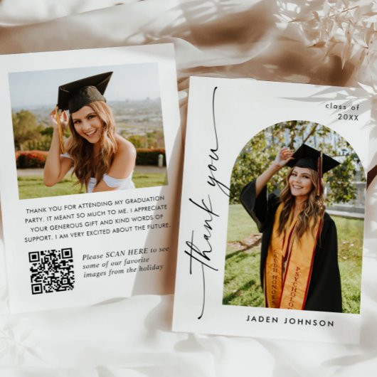 ミニマエレガントリスト卒業2写真QRコード サンキューカード