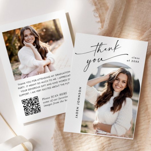 ミニマエレガントリスト卒業2写真QRコード サンキューカード