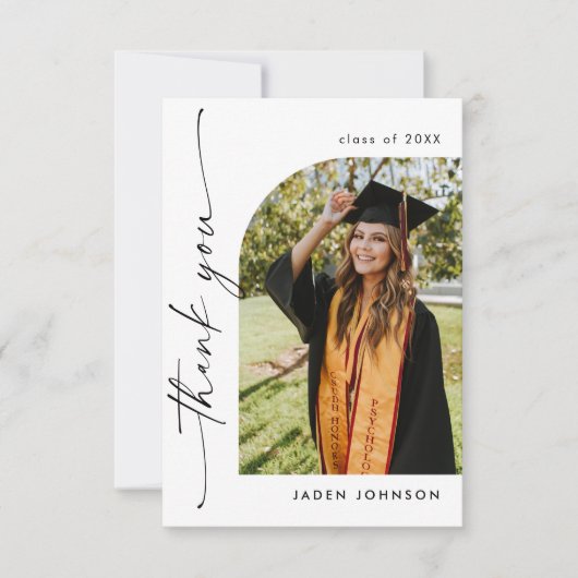 ミニマエレガントリスト卒業2写真QRコード サンキューカード (正面)