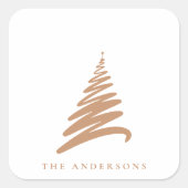 ミニマエレガントリスト名前をカスタムする金ゴールドクリスマスツリー スクエアシール (正面)