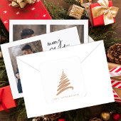 ミニマエレガントリスト名前をカスタムする金ゴールドクリスマスツリー スクエアシール